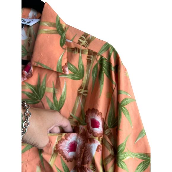 Alvish Men's Hawaiian Tiki Oasis Island Shirt Floral Peach Size Large - Picture 7 of 8